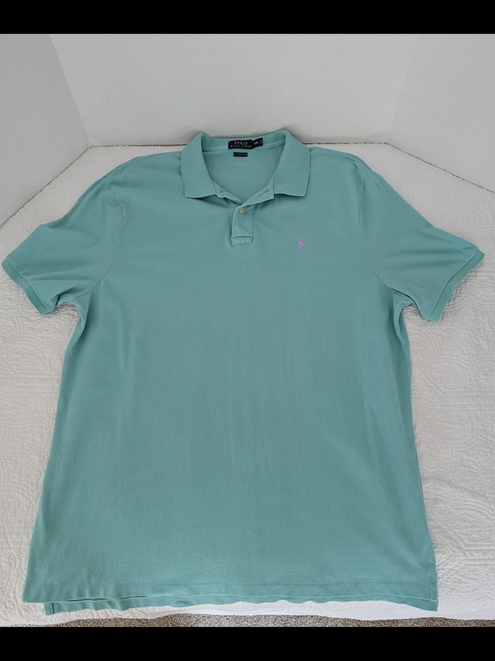 Ralph Lauren Men's Mint Polo with Pink Pony Embroidery